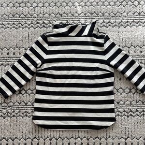 Talbots Black and White Striped Mock Tutleneck Long Sleeve Top